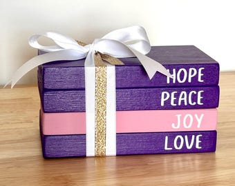 Advent Book Stack Wooden Seasonal Home Decor