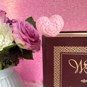 Book Buddy | Plush Heart Crochet Bookmark | Decorative Page Marker