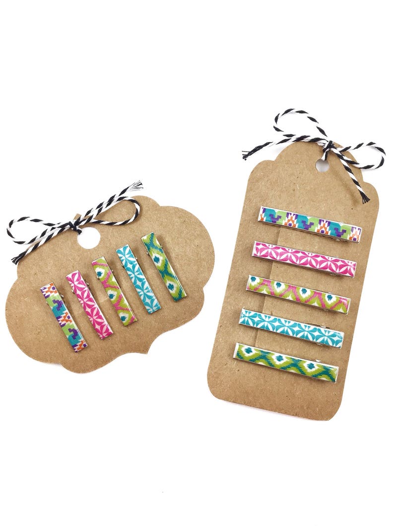 Bright Geometric Hair Clips Set of 5 Turquoise and Hot Pink Etsy
