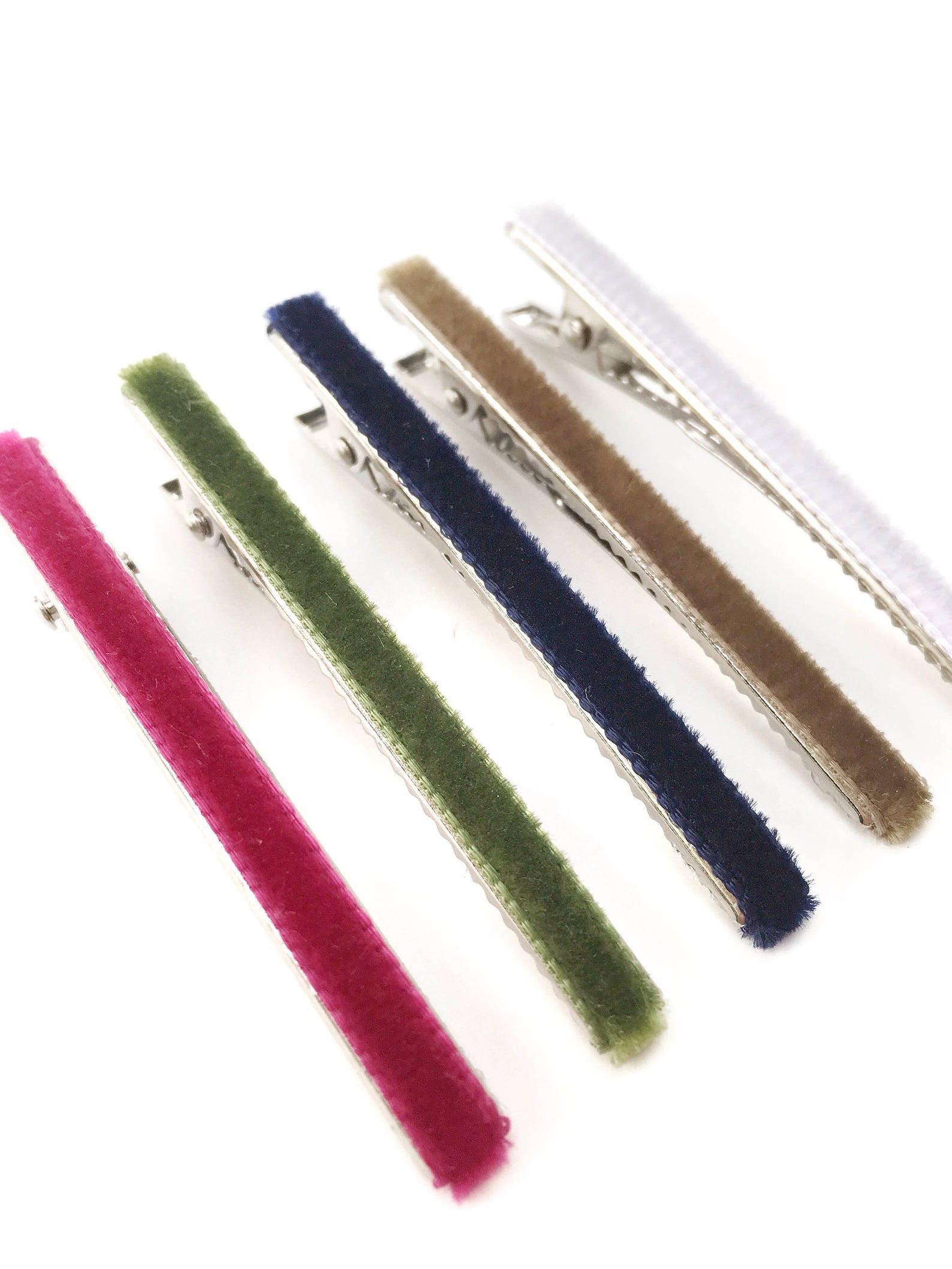 Velvet Lined Alligator Hair Clip Set 5 clips 2.25 Etsy