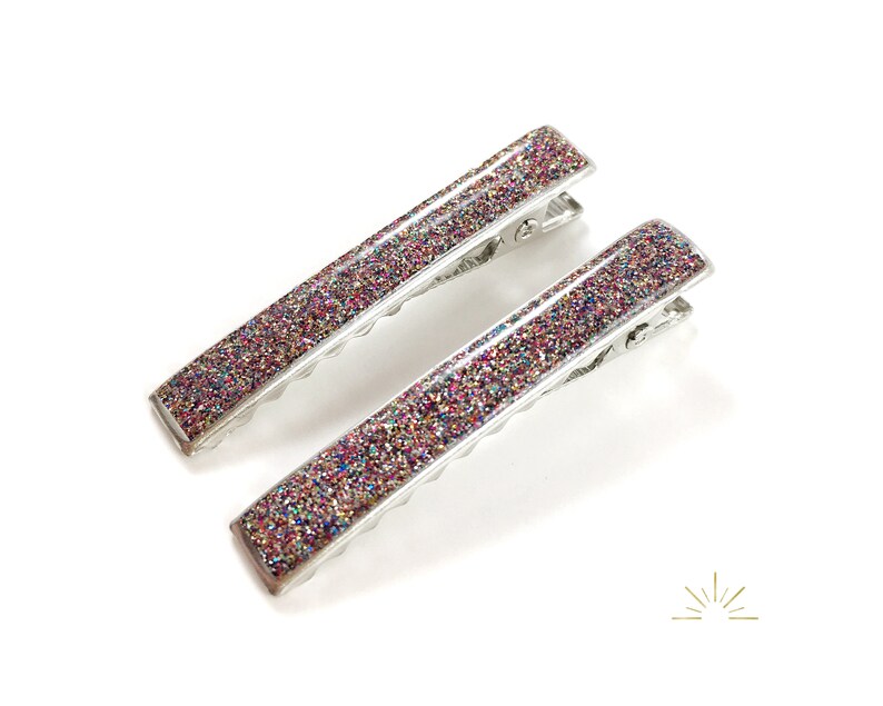 Glitter Alligator Hair Clips Set of 2 Multicolored Clips Etsy