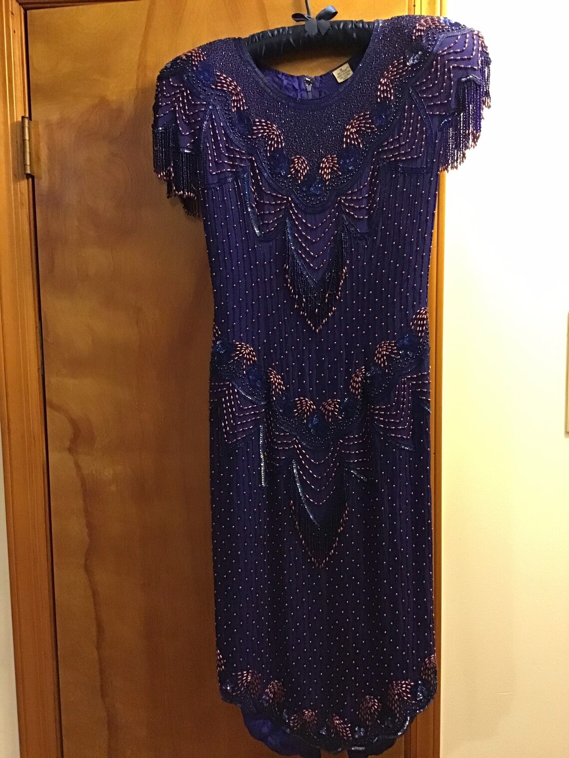 Beaded Silk Dress in Royal Blue Color. Etsy UK