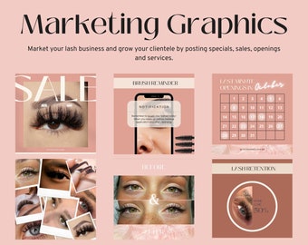 Lash Tech Instagram Template, Esthetician Instagram Posts, Pink Instagram Post, Lash Artist Instagram Templates, Lash Quotes, Canva Template