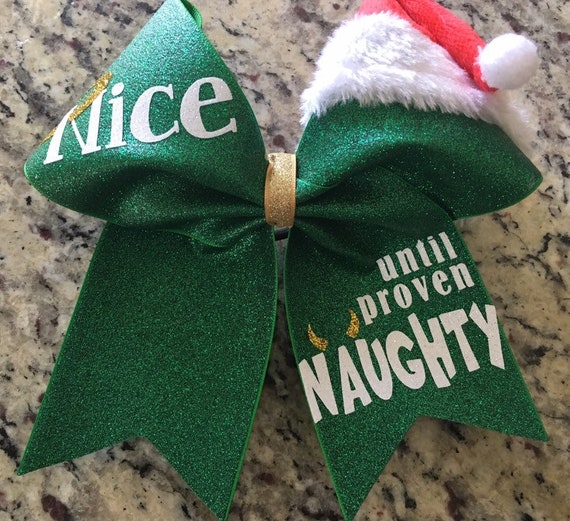 Nice until proven naughty bow - Christmas bow - Christmas cheer bow - Christmas cheer gift - Nice Naughty bow - Cheer gifts - Santa hat bow