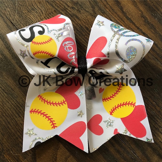 Softball bows - Soft ball bow - Softball gift - Softball girls bow