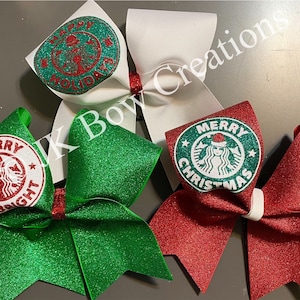 Holiday cheer bow - Starbucks bow - Starbucks holiday bow - Cheerleading bow - Christmas cheer bow