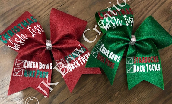 Christmas Cheer bow - Christmas Wish List Bow - Cheerleading Gifts - Cheer Gift - Holiday Bow