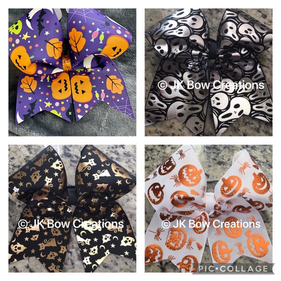 Halloween bows - Halloween cheer bows - Halloween gifts - Cat bow - Pumpkin bow