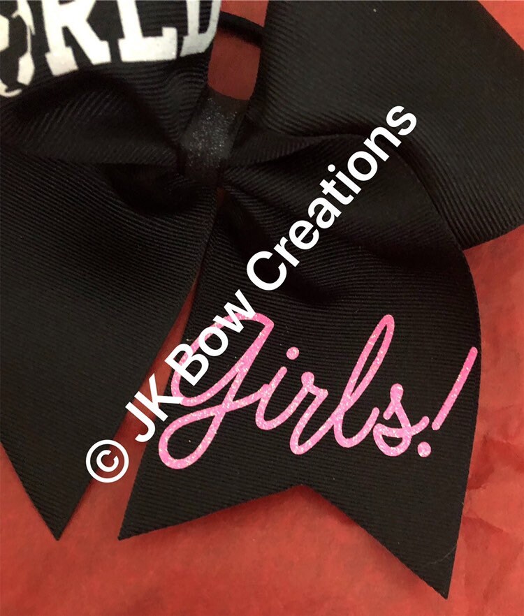 Girls soccer bow who runs the world girsl soccer cheer bow soccer