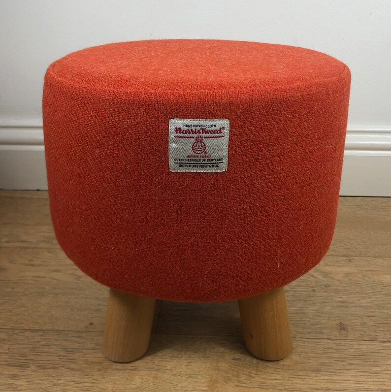 Harris Tweed Burnt Orange Small Footstool 28x28x28cm Etsy