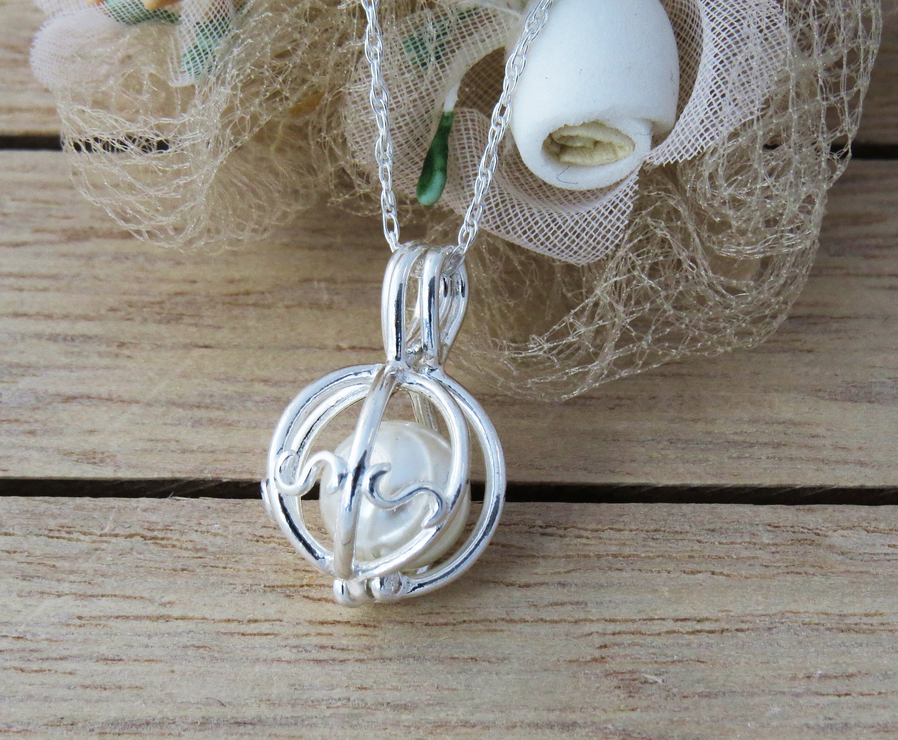 Sterling Silver Cage Pendant Silver Cage Necklace Gift for Etsy