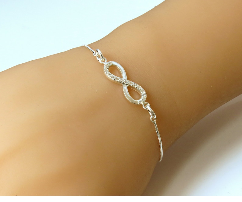 Sterling Silver Slider Charm Bracelet Infinity Bracelet Etsy
