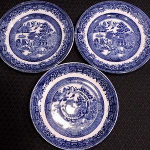 3 Vintage Blue Willow Tea Saucers by John Steventon & Son&#39;s, LTD &quot;Made in England&quot; URSLESS#414