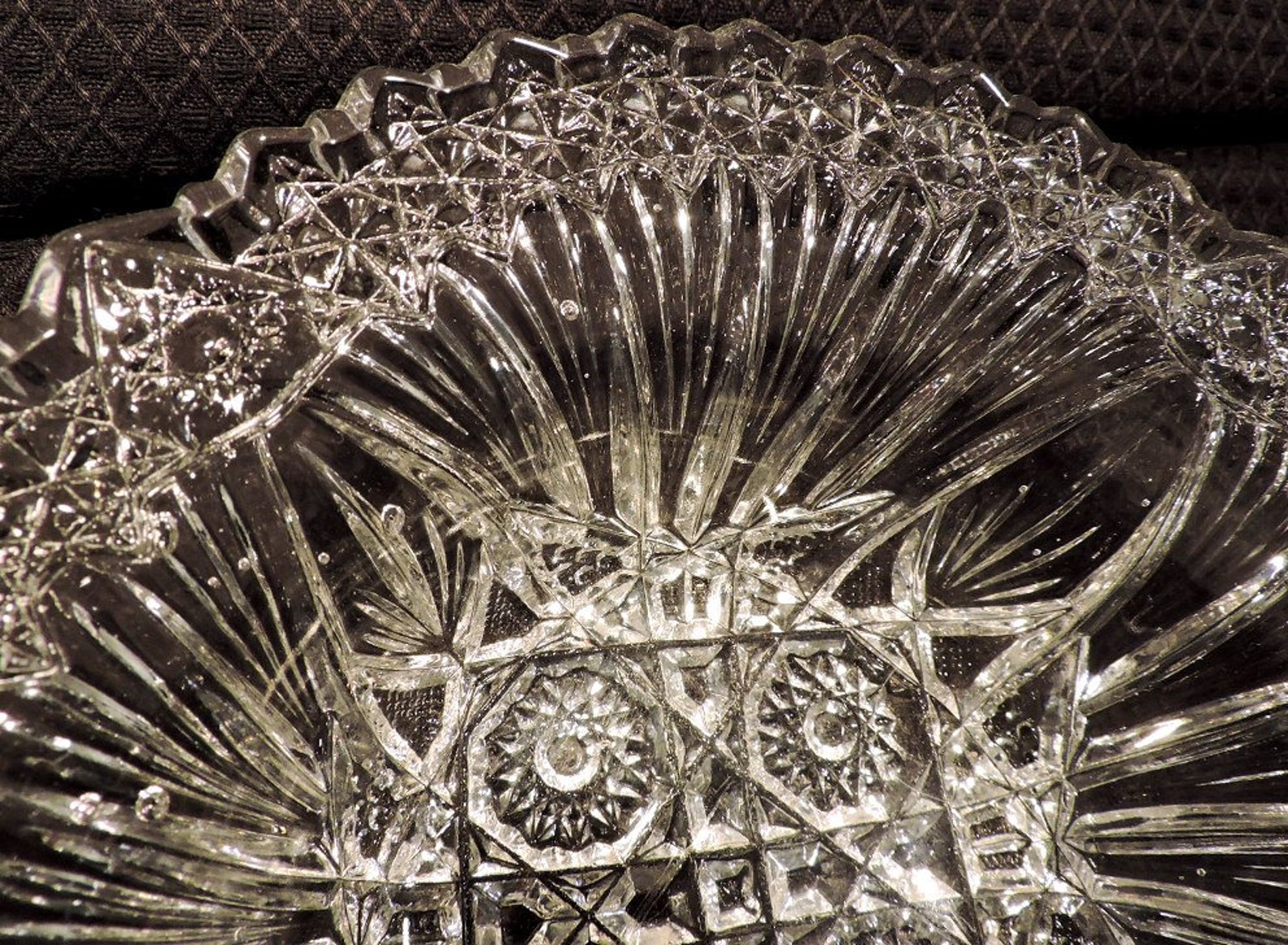 Antique U.S. Glass Co. Comet In The Stars 15150 Art Cut Bowl Etsy