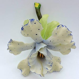 Vintage Capodimonte Porcelain Bisque Blue and White Napolean Orchid Flower Figurine - Mother's Day