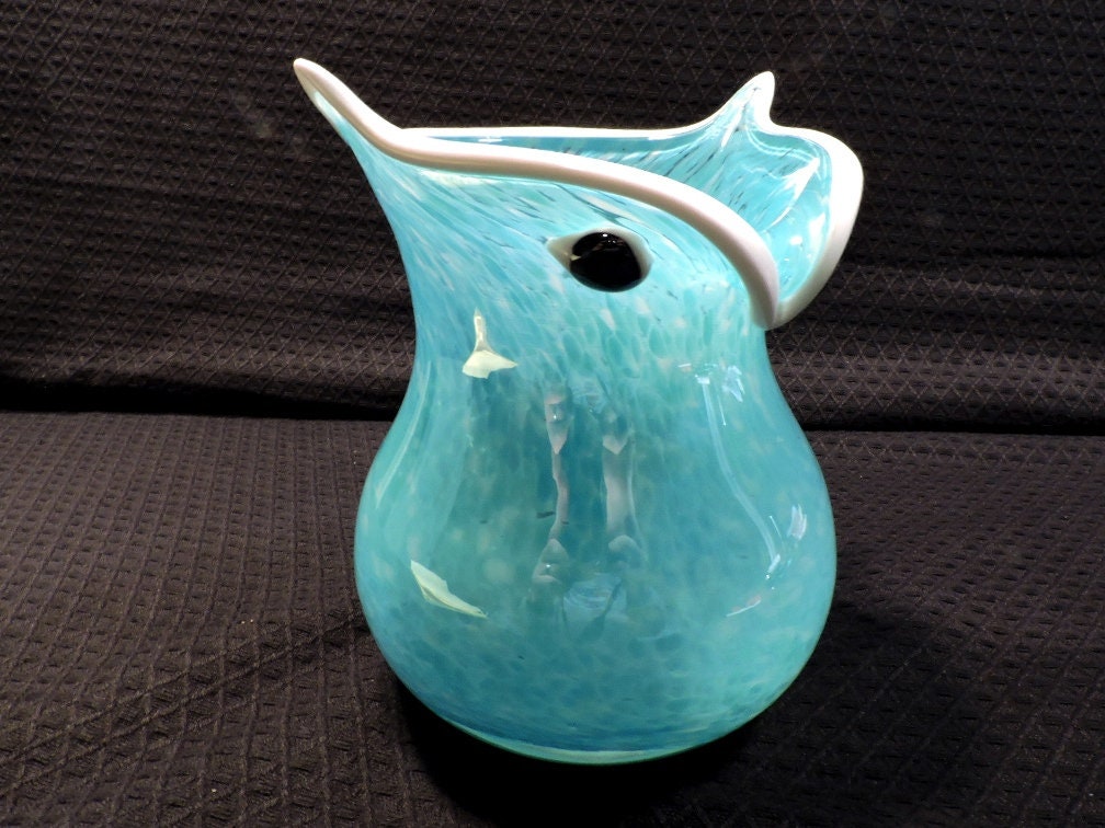 Splatter Glass Hand-Blown Art Glass Owl Vase 6" Tall