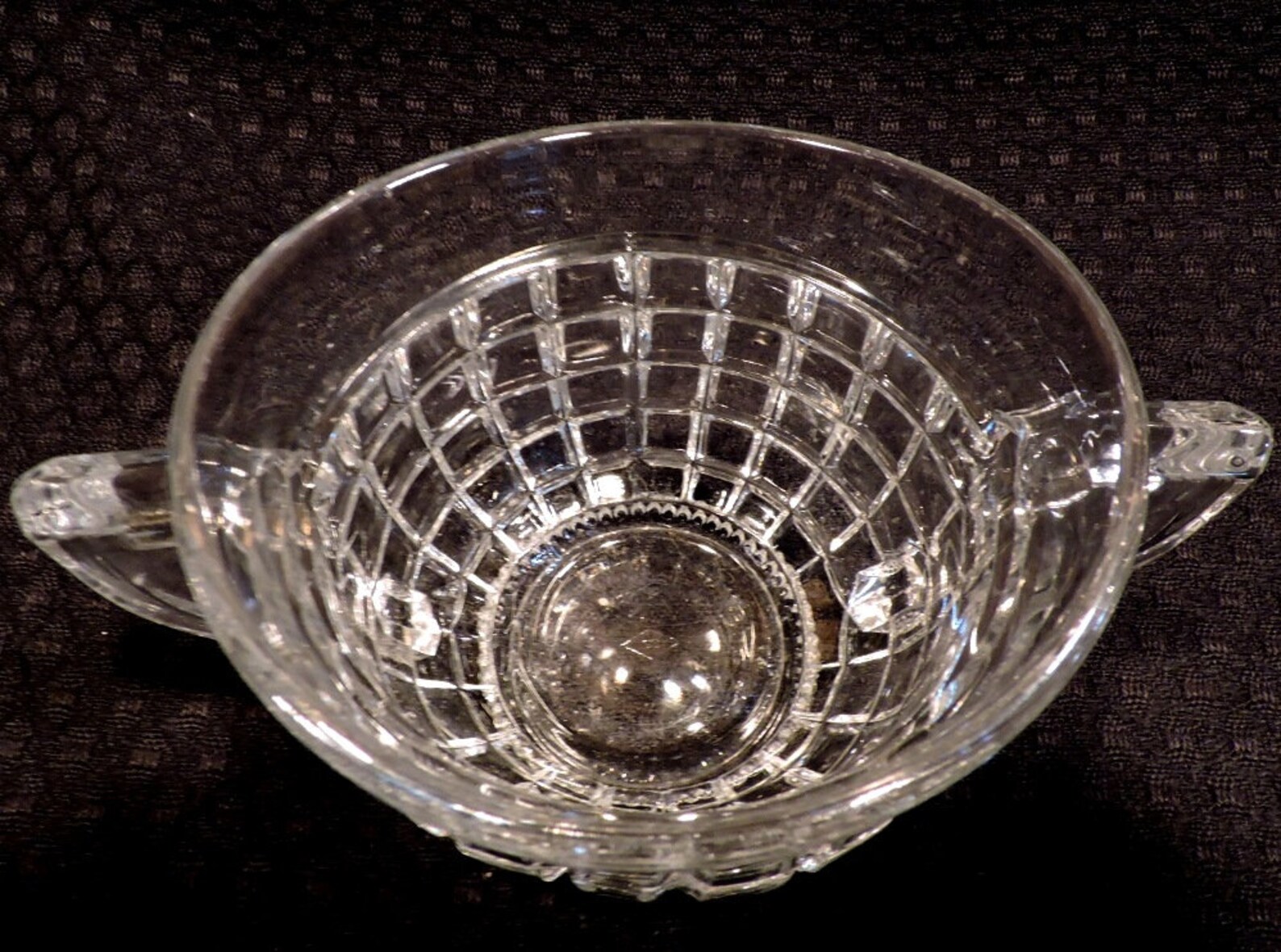 Vintage A.H. Heisey Victorian Open Two Handle Sugar Bowl, Crystal