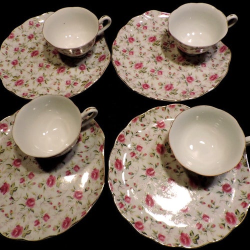 Vintage Lefton China Hand Painted Rose Motif Cup With Gold Etsy