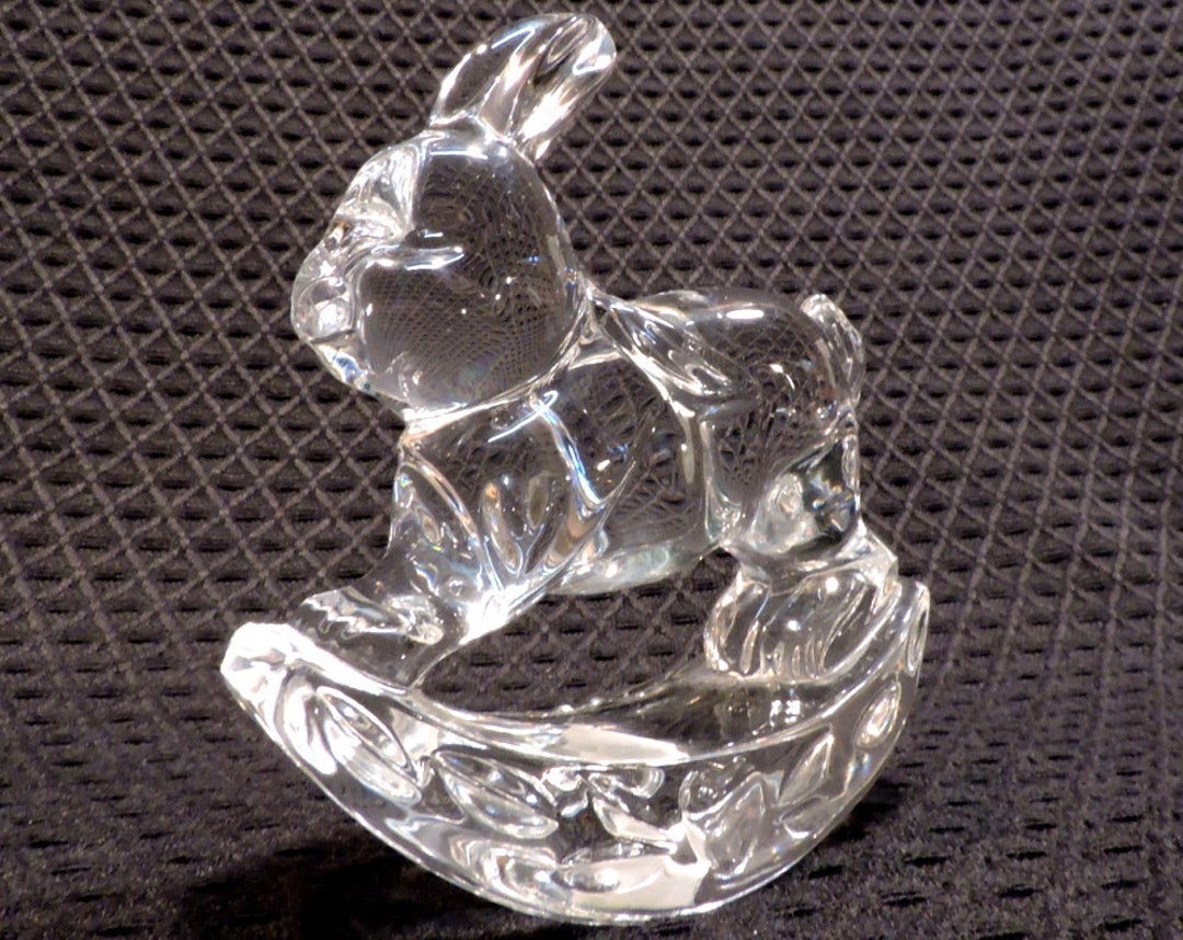 Crystal Rocking Rabbit Vintage Jonal 24% Lead Crystal Small Rocking Rabbit Paperweight ...