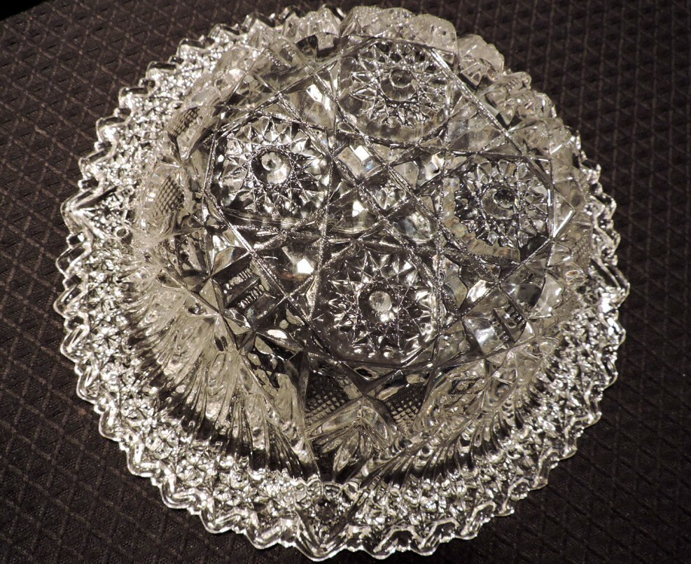 Antique U.S. Glass Co. Comet In The Stars 15150 Art Cut Bowl Etsy