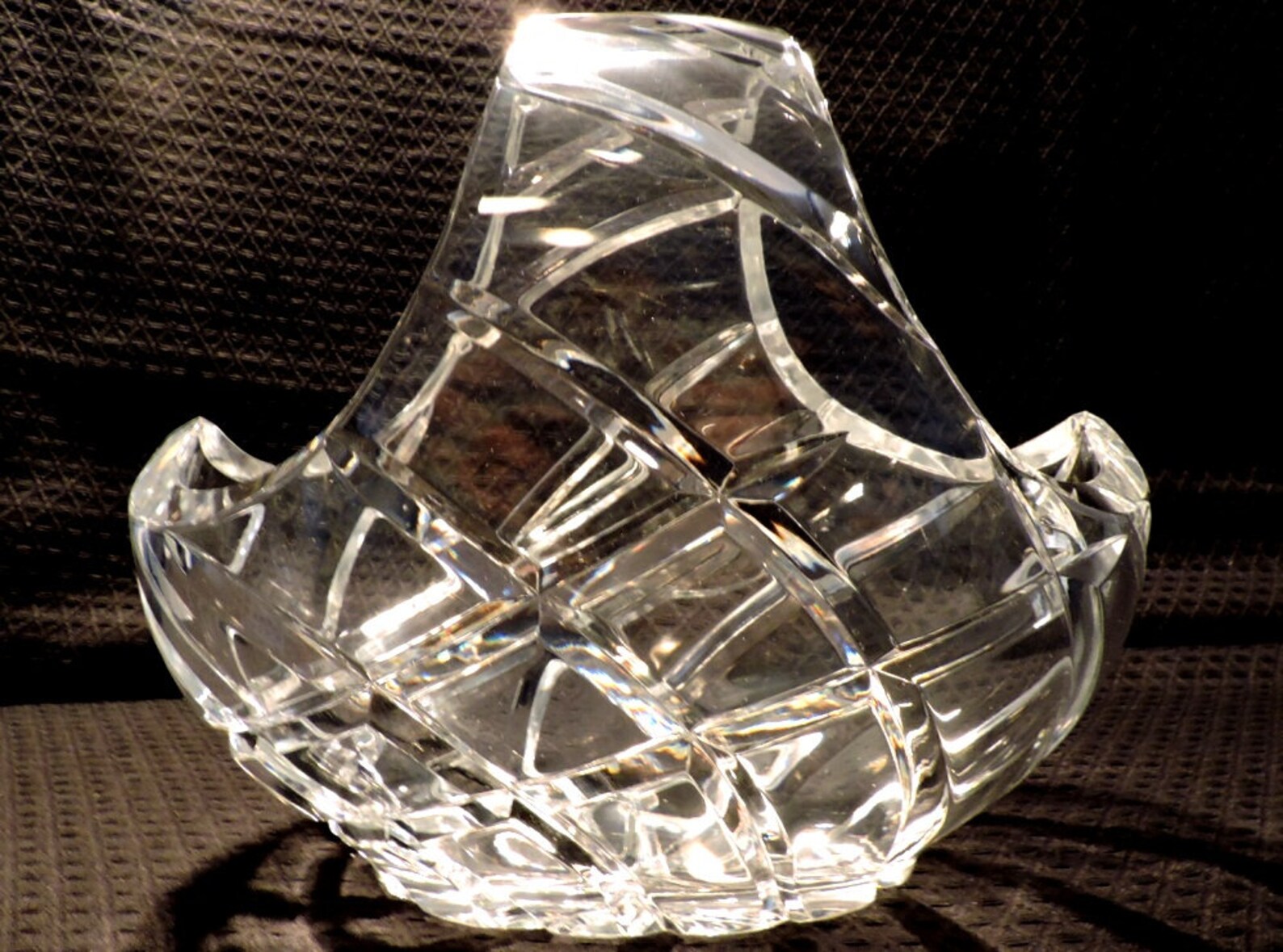 A Beautiful Heavy Crystal Wedding Flower Basket With Deep Cut Etsy