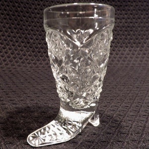 Vintage High Heel Boot Figurine Clear EAPG Glass Toothpick Holder