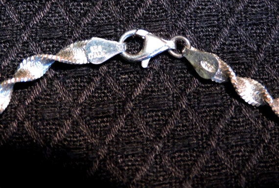 Vintage 7" Sterling Silver Twisted Snake Chain Br… - image 4