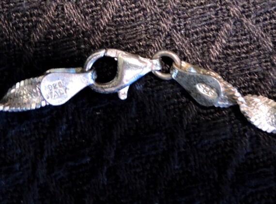 Vintage 7" Sterling Silver Twisted Snake Chain Br… - image 5