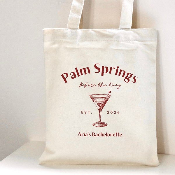 Palm Springs Bachelorette Bag - Destination Wedding Welcome Bag - Gift for Bridesmaid Custom Beach Wedding Bag - Bachelorette Party Favor