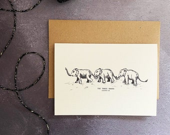 Elephant Greeting Card // The Three Graces Card // Leamington Spa Elephant Card // Elephant Illustration // A6 Greeting Card