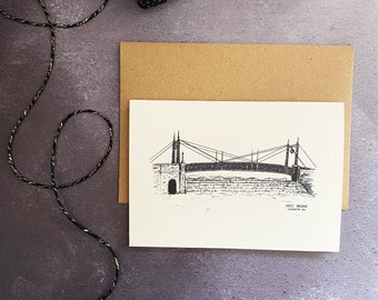 Leamington Spa Mill Bridge Greeting Card // Suspension Bridge Card // Leamington Landmark Greeting Card // Jephson Gardens Leamington Spa