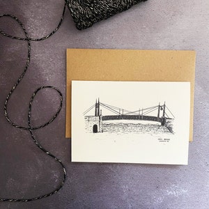 Leamington Spa Mill Bridge Greeting Card // Suspension Bridge Card // Leamington Landmark Greeting Card // Jephson Gardens Leamington Spa