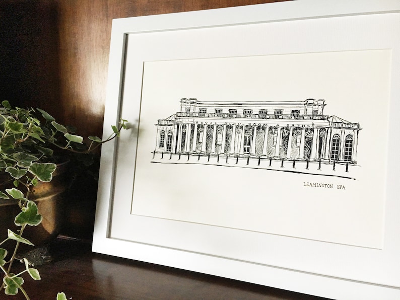 Leamington Pump Rooms Illustration Pump Rooms Foil Print Spa Town illustration Hand drawn building Foiled House Print