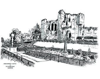 Kenilworth Castle & Elizabethan Gardens Print // Kenilworth Castle Illustration // Kenilworth Art // Castle Ruins Print // House of Flourish