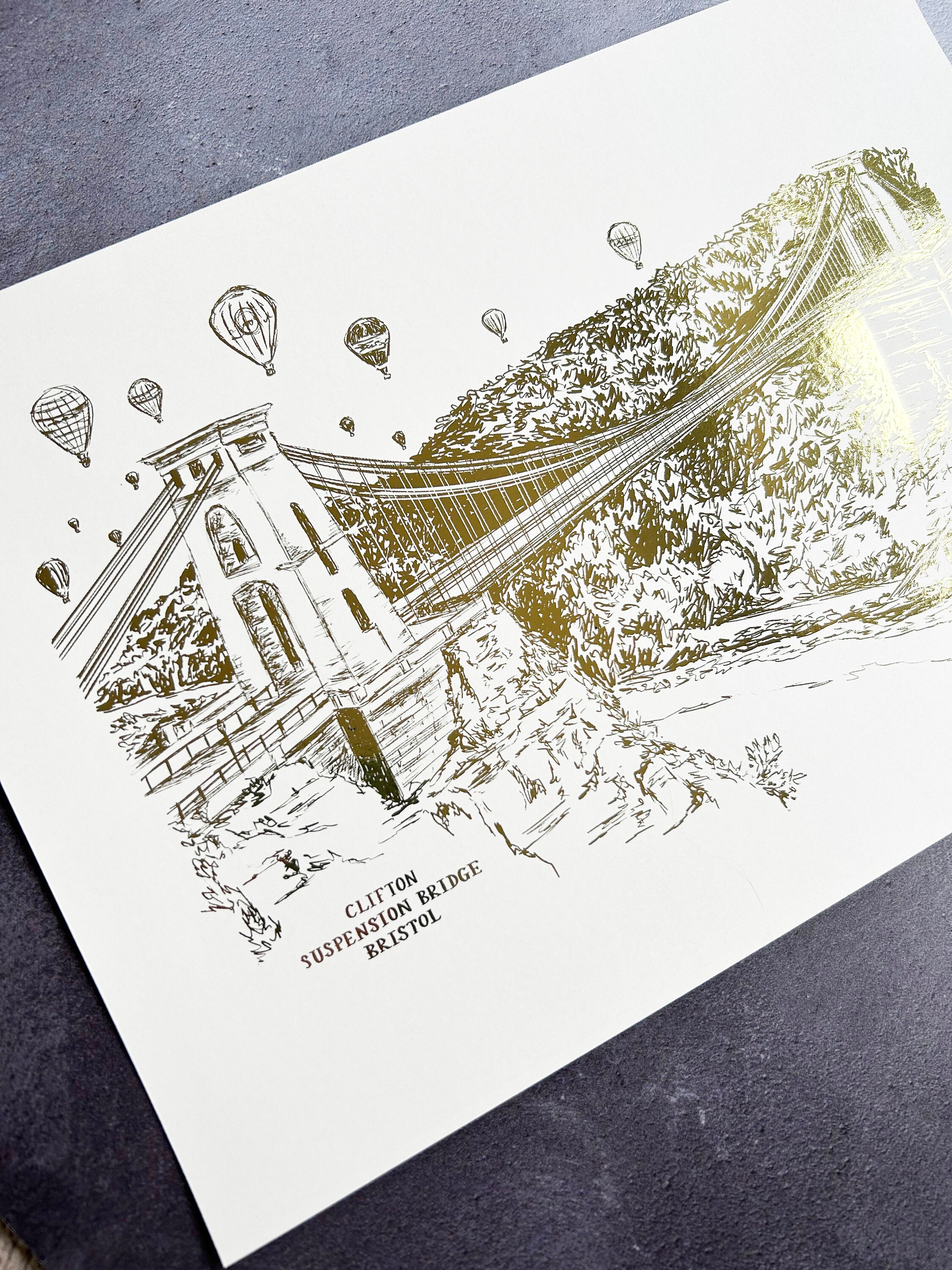 Clifton Suspension Bridge Bristol Print // A4 Foiled Bristol