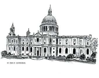 St Paul's Cathedral A4 Print // London Print // London Landmark Art // St Paul's Cathedral Illustration // House of Flourish