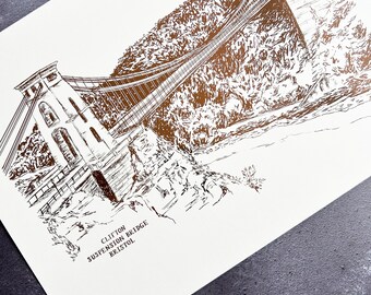 Clifton Suspension Bridge Bristol Print // A4 Foiled Bristol