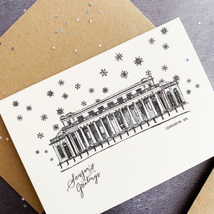 Christmas Leamington Spa Pump Rooms Greeting Card // Leamington Illustration // Leamington Xmas Card // Pump Rooms Christmas Illustration