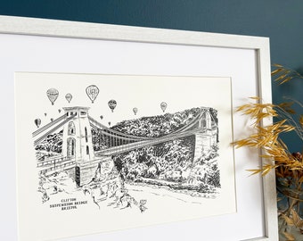 イギリス風景　Bristol’s Clifton Bridge 版画 Photo:Clifton suspension bridge from cliffs,Bristol,England