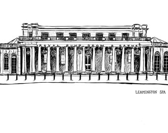 Leamington Pump Rooms Illustration // A4 Pump Rooms Foil Print // Spa Town illustration // Leamington Art // House of Flourish