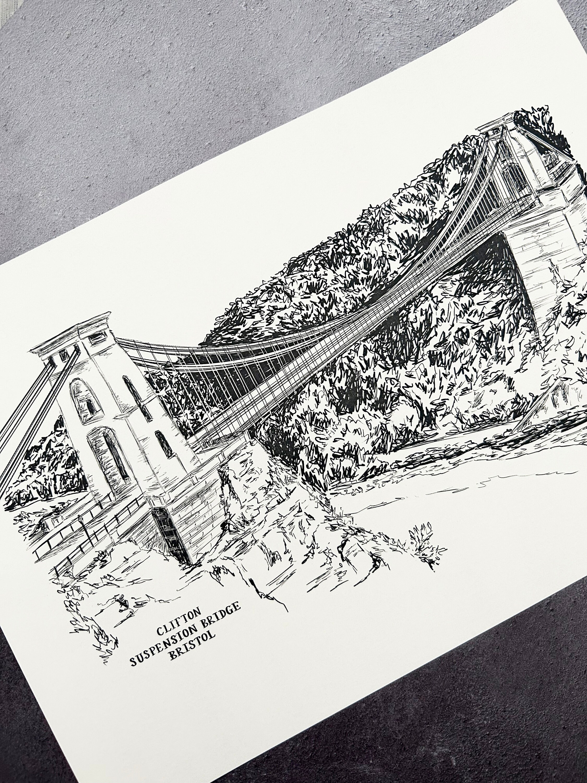 イギリス風景　Bristol’s Clifton Bridge 版画 Clifton Suspension Bridge - Stock Image - C018/3423