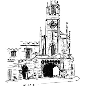 Eastgate Warwick // A4 Warwick illustration // Warwick Art // Clock Tower Warwick // Warwick Foiled Print // House of Flourish Gifts