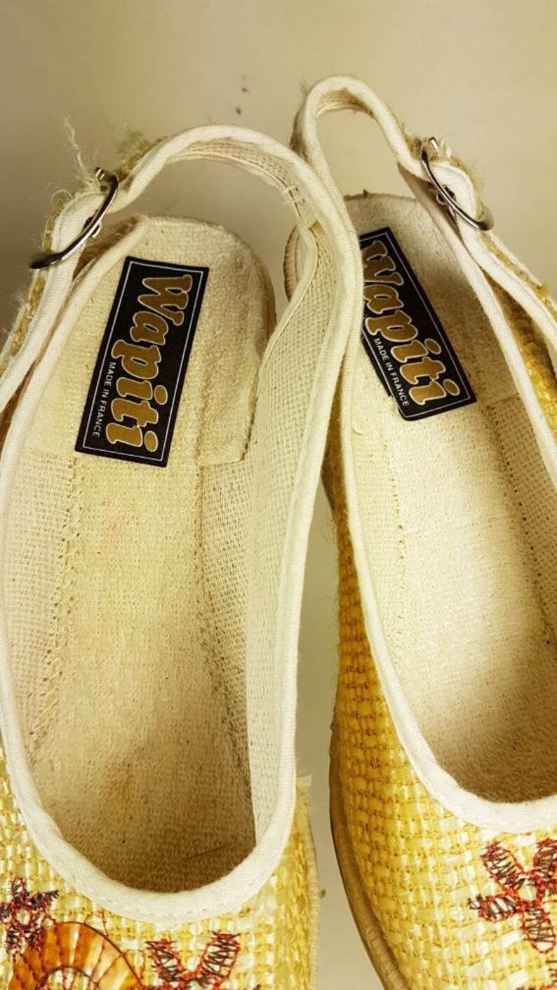 Vintage French Beach Summer Wendge Shoes Size uk 3
