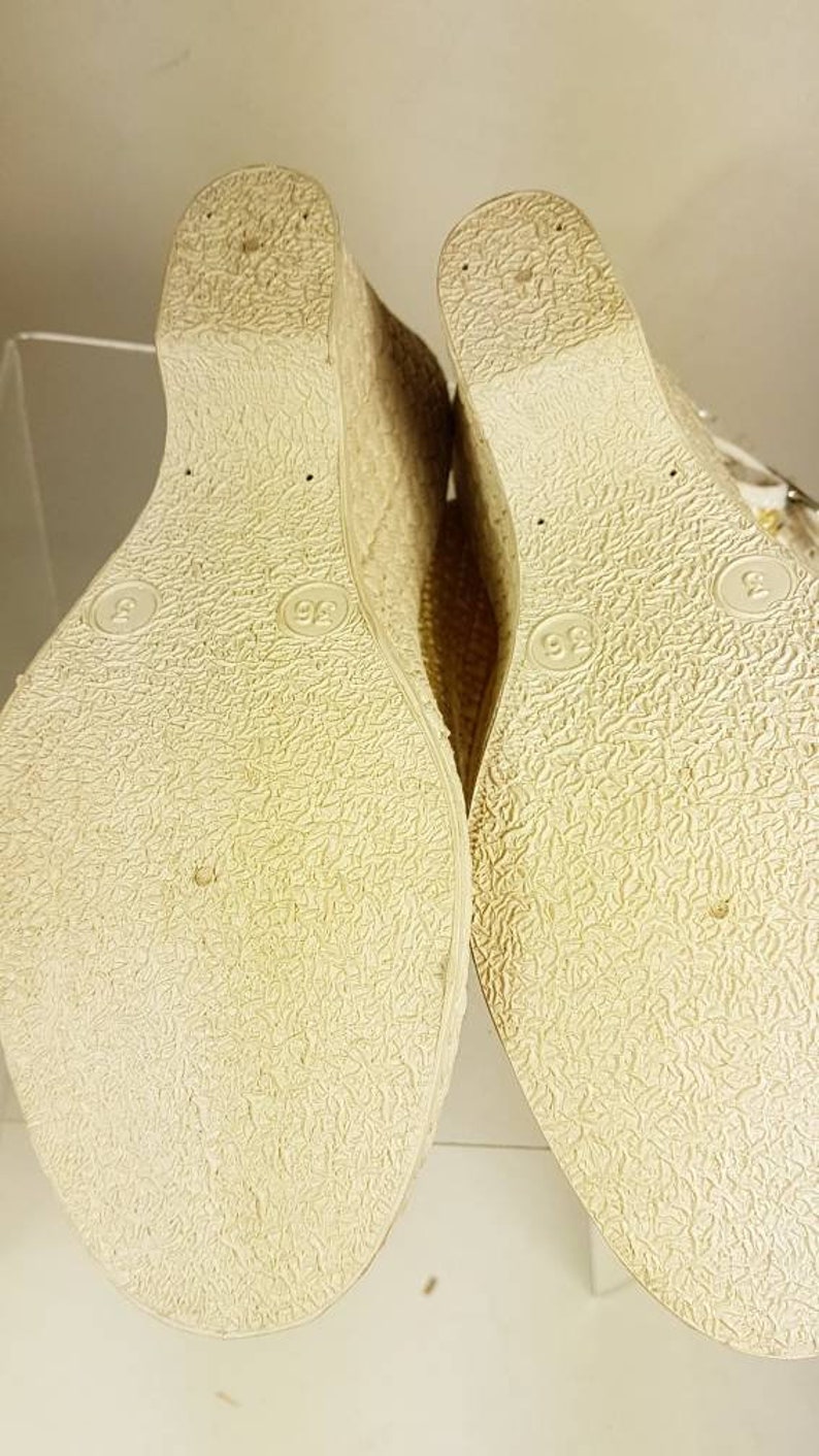 Vintage French Beach Summer Wendge Shoes Size uk 3