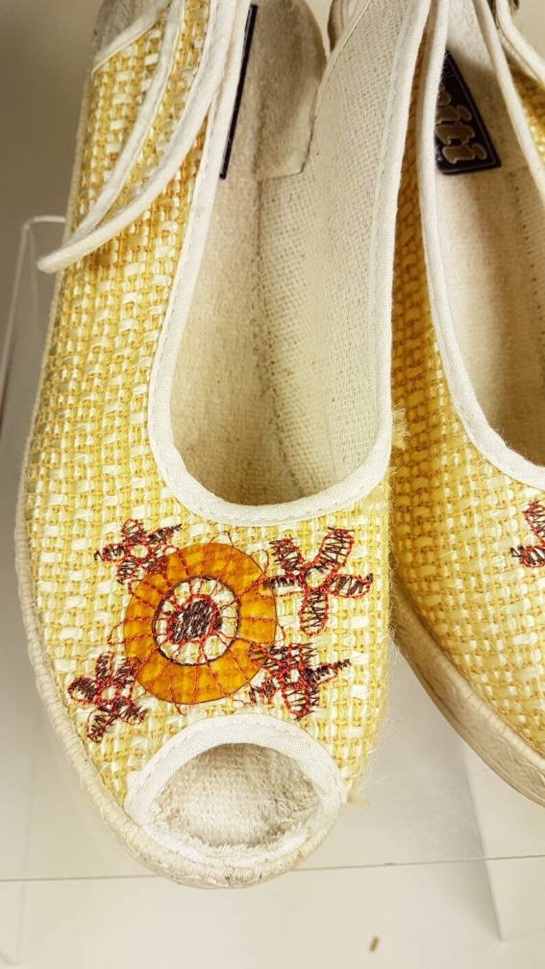 Vintage French Beach Summer Wendge Shoes Size uk 3