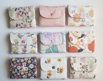 Handmade Printed Cotton snap pouch . Handmade cute purse.  Handmade fabric wallet.