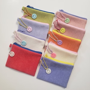 Cartera de pana con cremallera y llavero. linda bolsa. titular de la tarjeta. monedero .