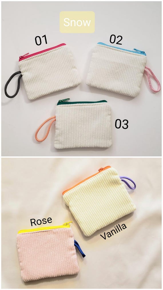 Handmade Mini Corduroy Zipper Wallet. Cute Pouch. Card