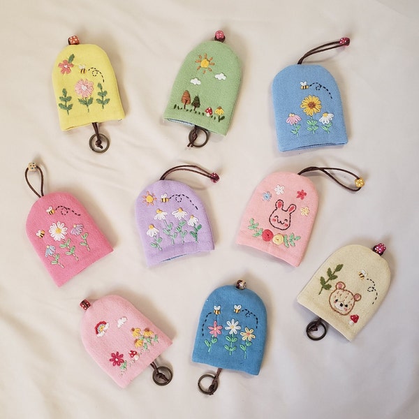 Hand Embroidery key cover. Cute handmade Embroidery key case