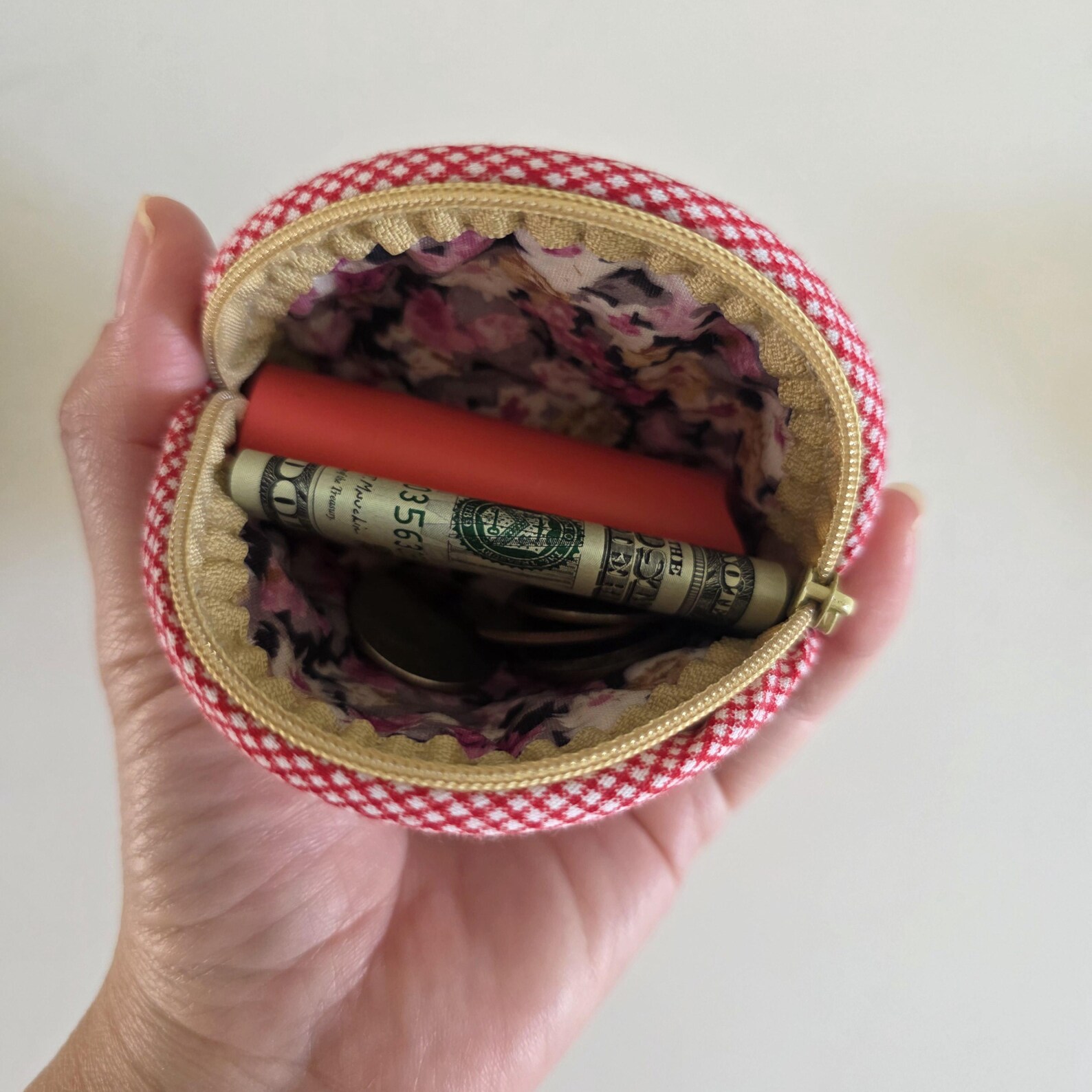 Handmade Dumpling-shaped Mini Zipper Pouch – Cute Polka Dot Coin Purse ...